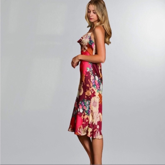 Aakaa Vibrant Floral Cowl Slip Dress - Picture 3 of 6